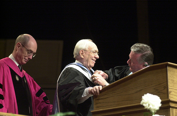 President Gordon B. Hinckley receiving honorary degree.