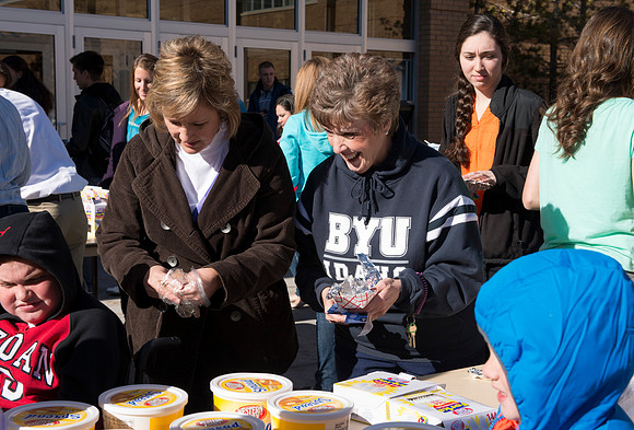 The Alumni Association provided a Potato bar following the celebration photo in the Spori Quad.
