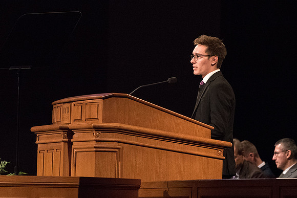 Student sharing the scripture