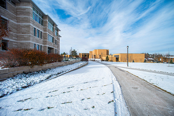 BYU-Idaho campus gets a dusting of snow.