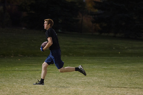 BYU-Idaho students play flag football with the rec sports program on BYU-Idaho campus