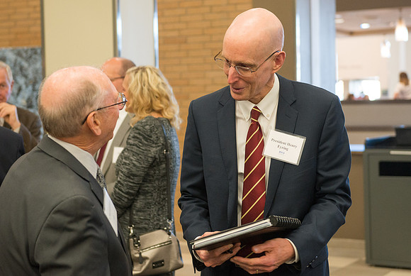 President Henry J Eyring hosts members of the President's Club who gather for a reception and banquet in the BYU-Idaho Marriott Center.