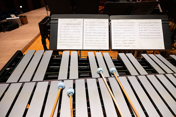 BYUI Percussion rehearsing before a a concert.