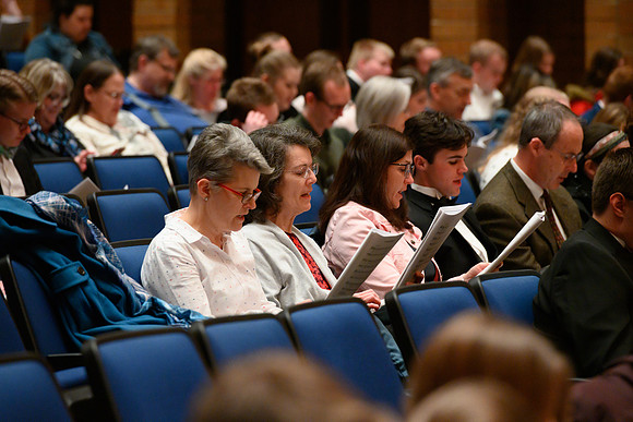 BYU-Idaho students and members of the Rexburg community gather to sing new hymns that have been written by the BYU-Idaho Community. (Students, Faculty/Staff,Community)