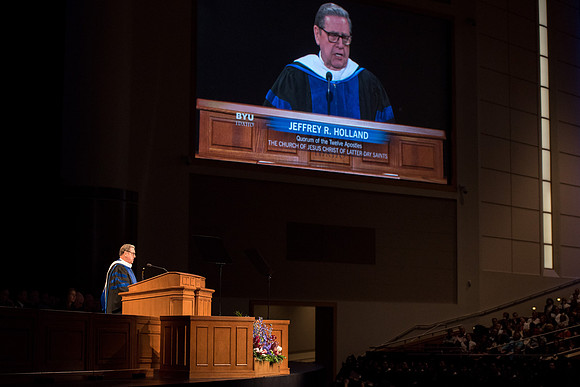 Elder Holland speaks at the commencement.