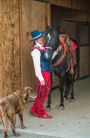 An American horseback rider with her horse Boon. Marketing photos for Online Recruiting.