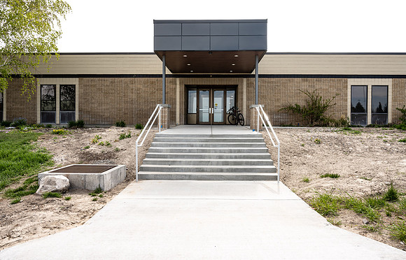 Engineering Technology Center newly renovated from the former Auxiliary Services Building, still needing updated landscaping.