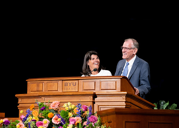 Elder and sister Bangerter speak at Devotional at BYU-Idaho