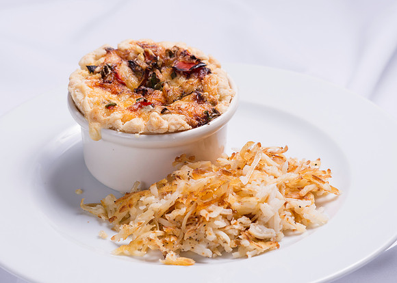 Food Service Catering Menu item. Breakfast Quiche and Hashbrowns
