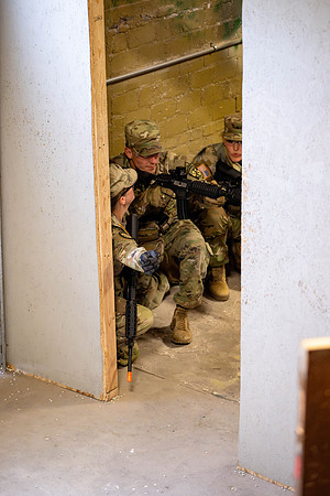 ROTC practices military tatics in an Advantage Airsoft facility.