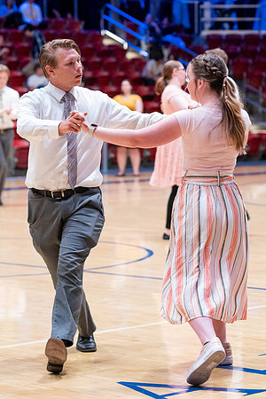 Students perform in a dance competition at the Hart Auditorium.