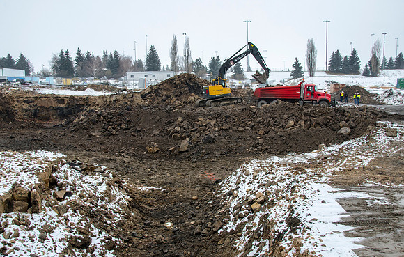 Excavation under way preparing for the construction of the Science and Technology Building.