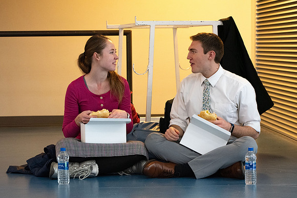 Students pick up their $2 box lunch after devotional for the first time.