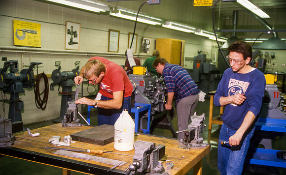 Manufacturing Technology students in the lab. July 1988.