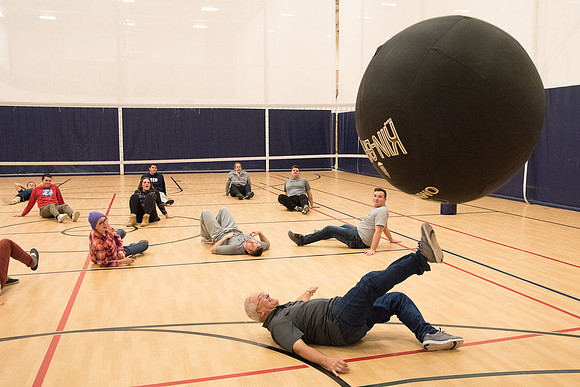 Closing social held in the I-Center courts. Food and fun with a Kin-Ball.