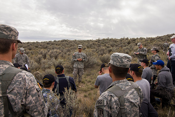 ROTC Cadets go out to the field at Beaver Dick Park to conduct a recon mission.