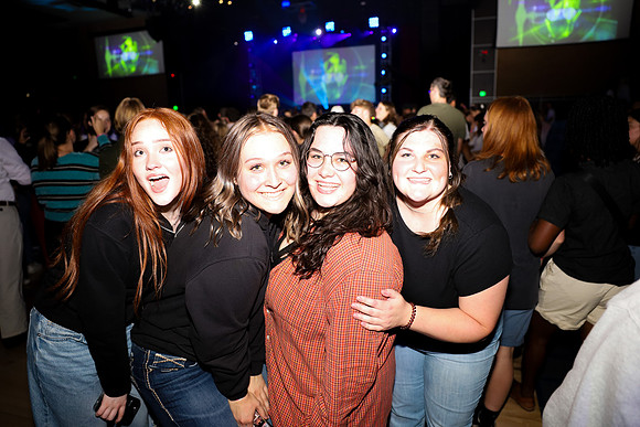 Students having fun at First Friday.