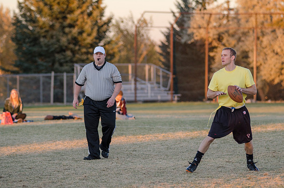 BYU-Idaho students play flag football with the rec sports program on BYU-Idaho campus