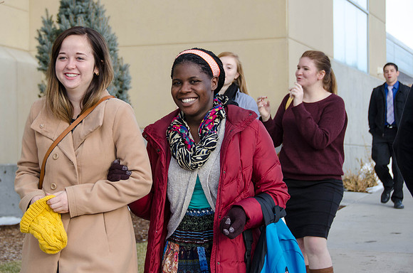 Students at Brigham Young University-Idaho come to devotional to listen to speaker, Kim B. Clark, address students in the new semester.