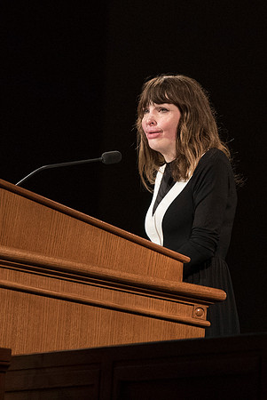 Blogger Auther Stephanie Nielson speaks at devotional