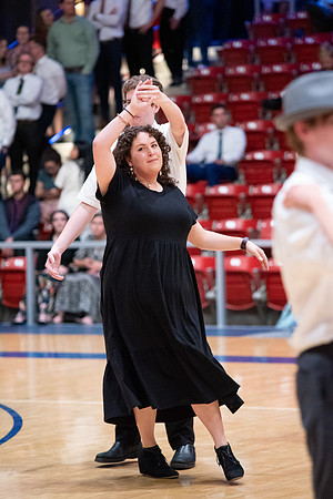 Students perform in a dance competition at the Hart Auditorium.