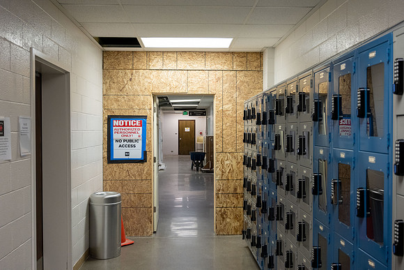 Remodeling and upgrading in and around the Hart Building.