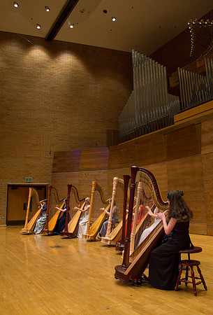 Harp Ensemble dress rehearsal