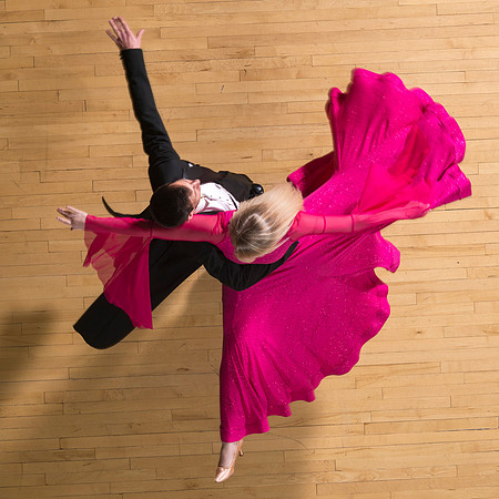 Marketing photos shot from the catwalk in the Hart Gym for their upcoming tour.