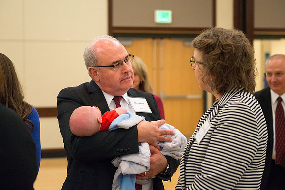 President Henry J Eyring hosts members of the President's Club who gather for a reception and banquet in the BYU-Idaho Marriott Center.