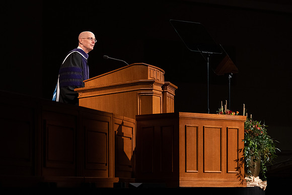 Commencement remarks are prerecorded in the I-Center.