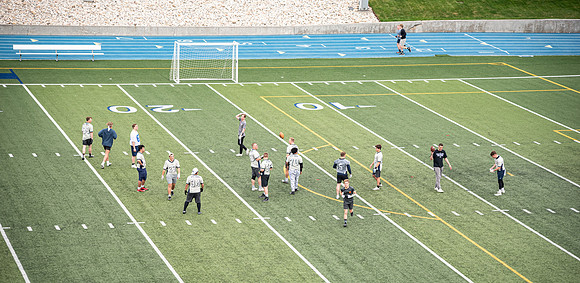 Photos of the BYUI Stadium football field.