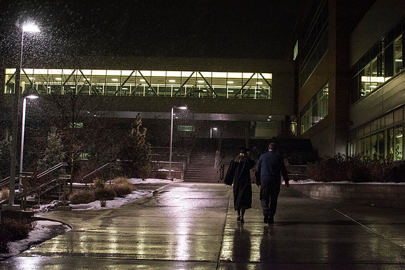 Walking from commencement to the MC for convocation.