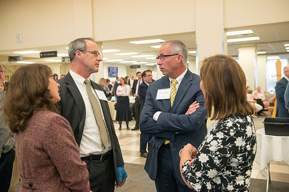 President Henry J Eyring hosts members of the President's Club who gather for a reception and banquet in the BYU-Idaho Marriott Center.