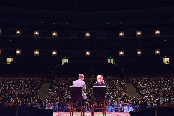 President Gilbert and his wife, Christine host a campus-wide date night for the students and their dates.