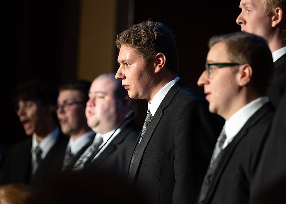 President's Club members enjoy an evening of socializing, musical entertainment and wonderful food in the Manwaring Center Ballroom.