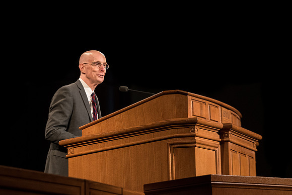 President Eyring introduces Elder Gerard, the devotional speaker.