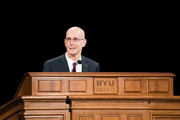 BYU-Idaho Devotional. President Henry J. Eyring welcoming the students. Spring Semester