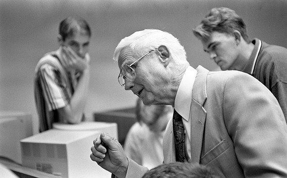 Students participating in an interactive class with BYU.