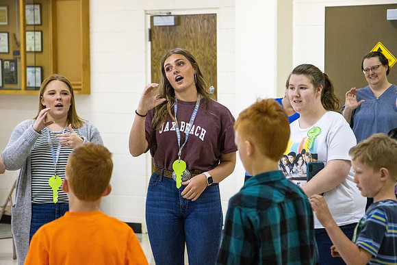 Family Consumer Science majors helping with the 4H camp at the Madison County Fairgrounds.