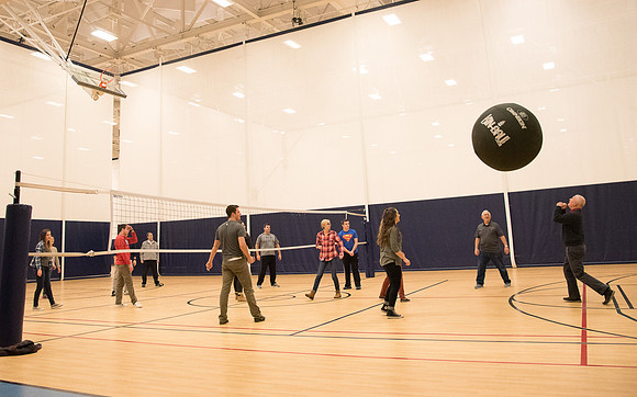 Closing social held in the I-Center courts. Food and fun with a Kin-Ball.