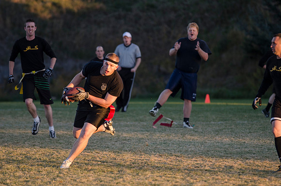 BYU-Idaho students play flag football with the rec sports program on BYU-Idaho campus