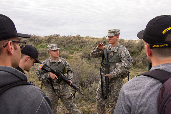 ROTC Cadets go out to the field at Beaver Dick Park to conduct a recon mission.