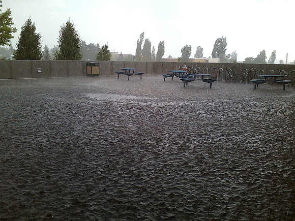 July 15, 2014 Over an inch of rain in less than an hour created a flash flood through Rexburg streets, through a few BYU-Idaho buildings and also flooded several students basement apartments. The even