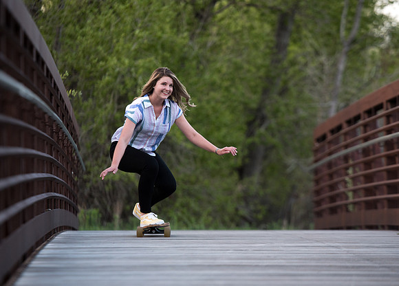 As a student Kenadee enjoys finding time for herself by going out and longboarding. Shots were taken at Riverside Park, Rexburg, Idaho.