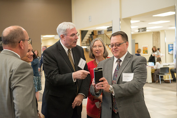 President Henry J Eyring hosts members of the President's Club who gather for a reception and banquet in the BYU-Idaho Marriott Center.