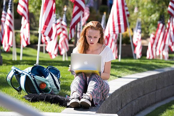 500 flags displayed in the Central Quad on Constitution Day.