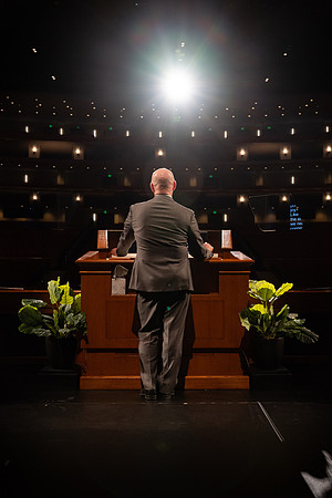 Devotional rehearsal for President Meredith in the BYUI Center.