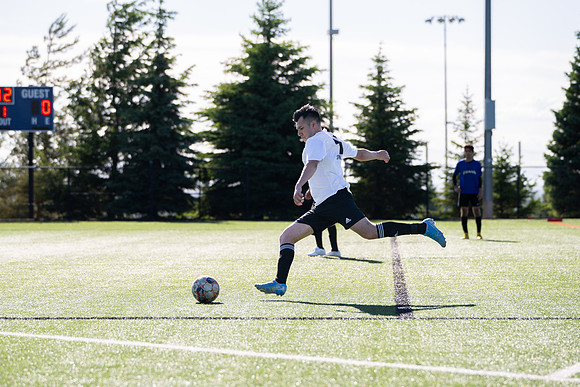 Men's Spring Competitive Soccer Quarterfinals. Vikings (3) vs Titans (0).