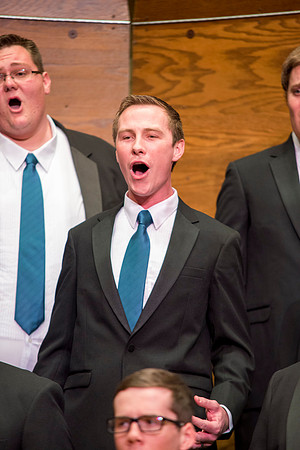 Brigham Young University-Idaho Men's Choir performing for their newest concert.