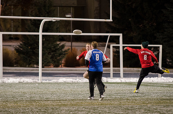 BYU-Idaho students participate in the ultimate frisbee championship game held at the stadium